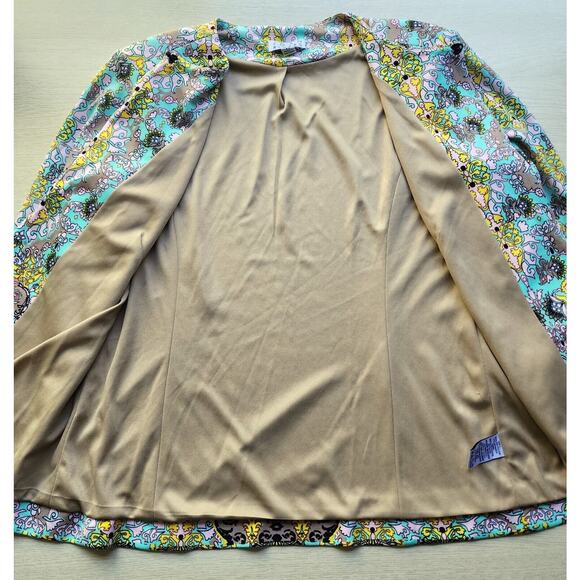 TOP-JACKET-JOAN RIVERS-Blue Yellow Green-3/4 Length Sleeves-Size X-SMALL - Picture 4 of 16